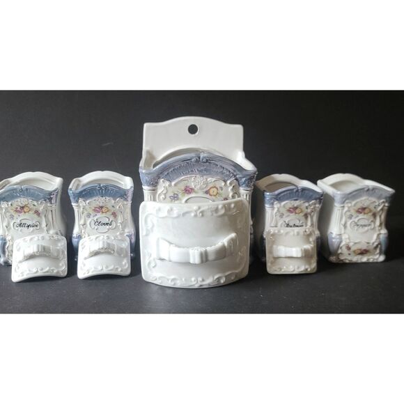 Hotta vu Shoten Lusterware Victorian Hand Painted Floral Canisters Japan 5 pc. - Picture 3 of 8